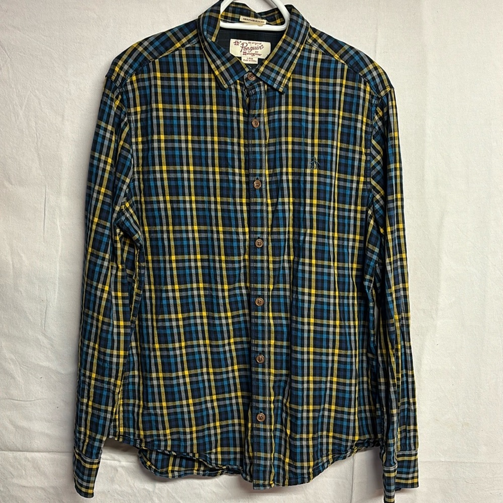 Original Penguin Men’s Heritage Slim Fit Long Sleeve Button Down Size Large